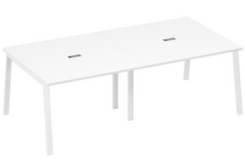 Стол для переговоров Мира Трио, цвет белый премиум + белый