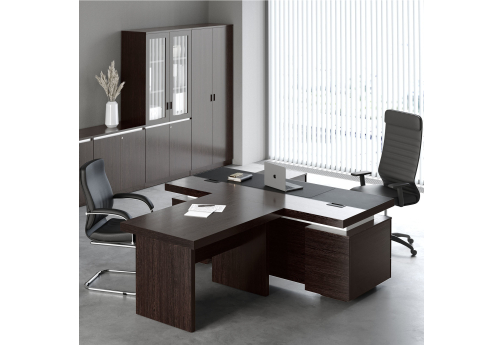 Стол письменный с тумбой и приставкой и брифинг-приставкой Магнолия, цвет венге