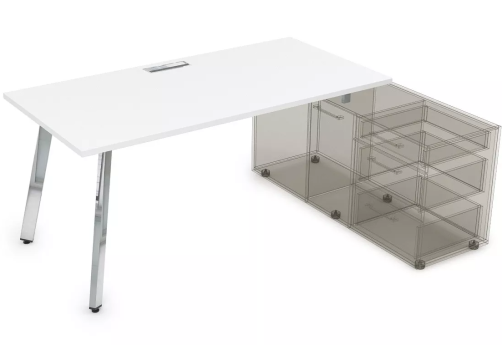 Стол на опорной тумбе, цвет белый премиум