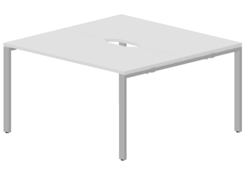 Стол составной на 2 рабочих места с вырезами Киви, цвет белый