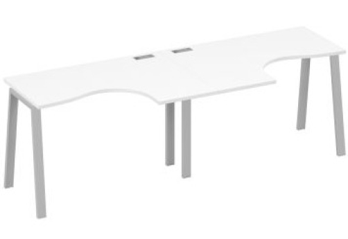 Рабочая станция эргономичная 2х120 Мира Трио, цвет белый премиум + серый