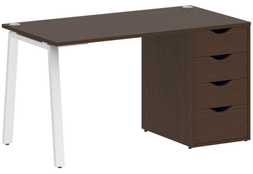 Стол письменный с тумбой 4 ящика, цвет венге + белый