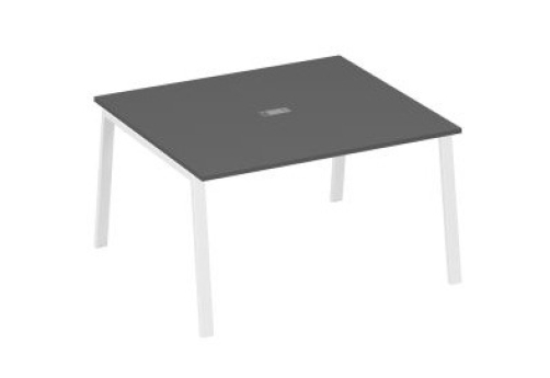 Стол для переговоров Мира Трио, цвет антрацит премиум + белый