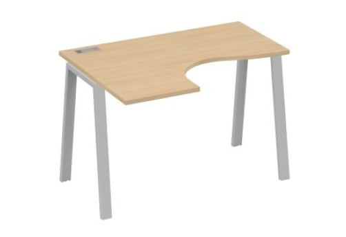 Стол эргономичный левый Мира Трио, цвет натуральный дуб + серый
