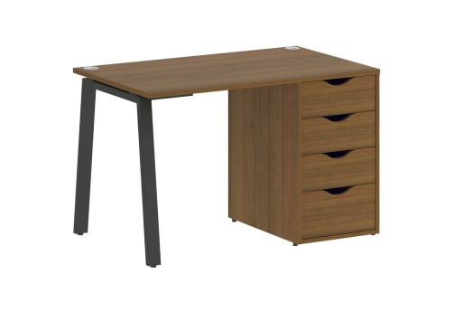 Стол письменный с тумбой 4 ящика, цвет орех + антрацит