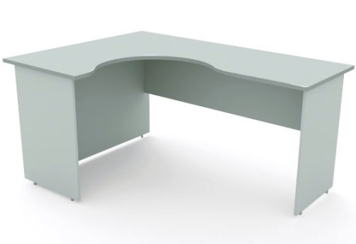 Стол рабочий криволинейный левый, цвет серый