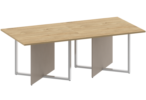 Стол для переговоров двойной, цвет тиквуд светлый + мокко