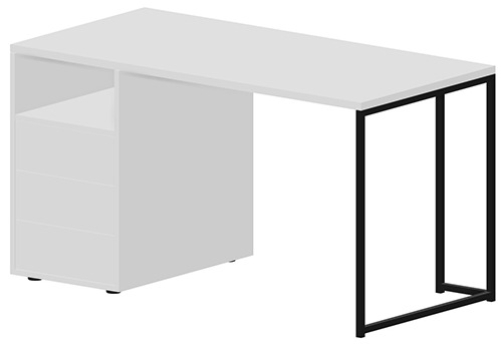 Стол на опорной тумбе левый Мейлон, цвет белый