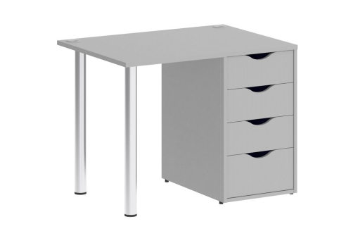 Стол письменный с тумбой 4 ящика, цвет серый