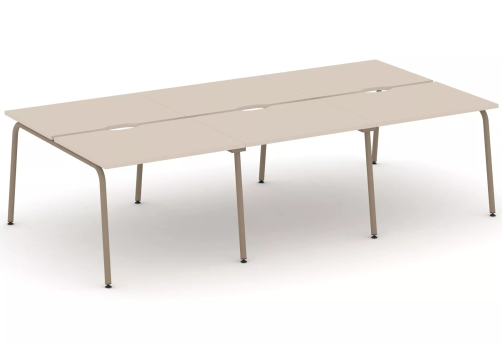 Рабочая станция на 6 мест (с вырезом под провода), цвет капучино