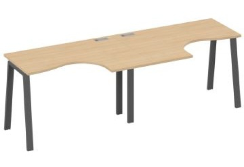 Рабочая станция эргономичная 2х120 Мира Трио, цвет натуральный дуб + антрацит