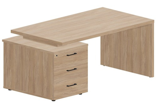 Стол на опорной тумбе (левый) Эльберт, цвет светлый дуб