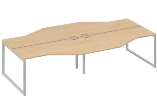 Рабочая станция эргономичная (4х160) Мира Одри, цвет натуральный дуб + серый