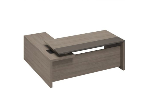 Стол руководителя с приставкой боковой правый Британия, цвет дуб + серый