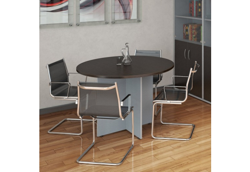 Стол для переговоров круглый Комби Венге, цвет венге + металлик