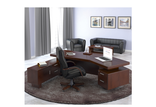 Стол письменный левый Шафран, цвет темный орех