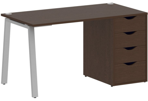 Стол письменный с тумбой 4 ящика, цвет венге + серый