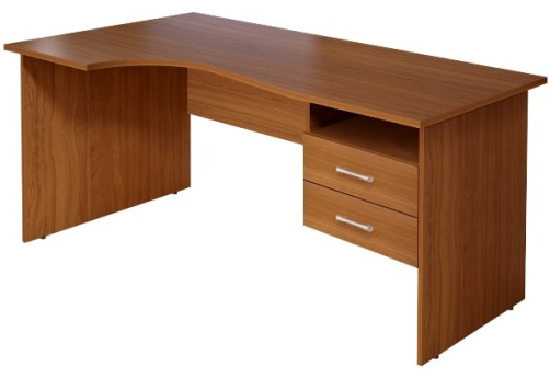 Стол криволинейный с тумбой левый, цвет орех