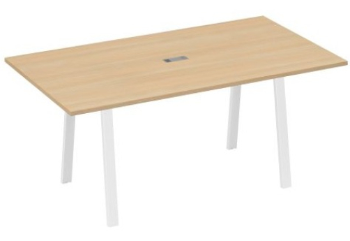 Стол для переговоров 180 Мира Трио, цвет натуральный дуб + белый