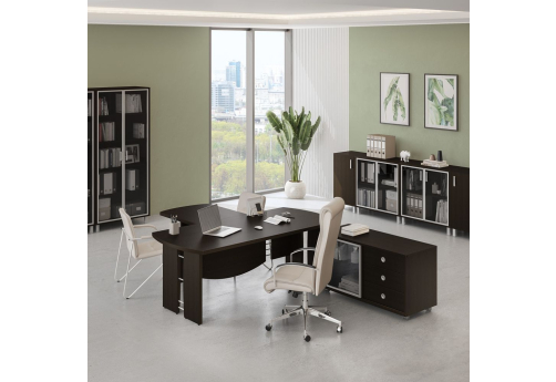 Стол руководителя с брифинг-приставкой Сидней, цвет венге