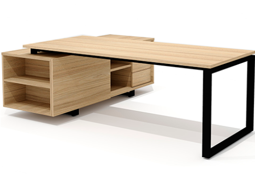 Стол руководителя на опорной тумбе правый Некста Директ, цвет вяз + черный