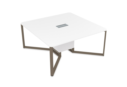 Стол-квадрат, цвет белый премиум + табак