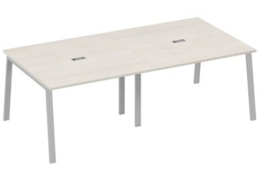 Стол для переговоров Мира Трио, цвет дуб шамони + серый