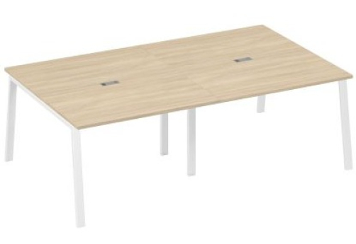 Стол для переговоров Мира Трио, цвет дуб скандинавский + белый