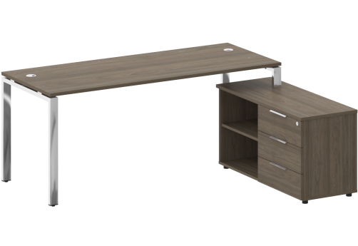 Стол руководителя с опорной тумбой правый, цвет вяз