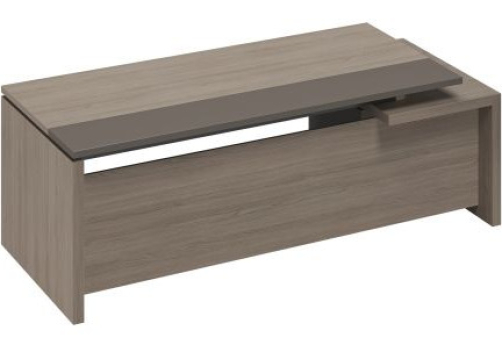 Стол руководителя с тумбой 3-ящичной с замком левый Британия, цвет дуб + серый