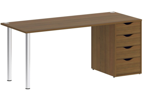 Стол письменный с тумбой 4 ящика, цвет орех