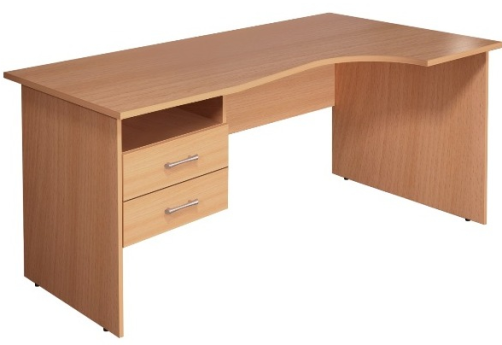 Стол криволинейный с тумбой правый, цвет бук