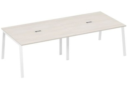 Стол для переговоров Мира Трио, цвет дуб шамони + белый
