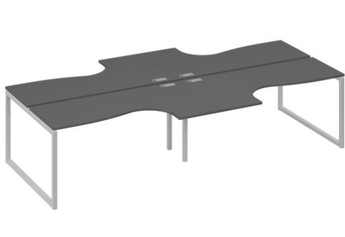 Рабочая станция эргономичная (4х160) Мира Одри, цвет антрацит премиум + серый