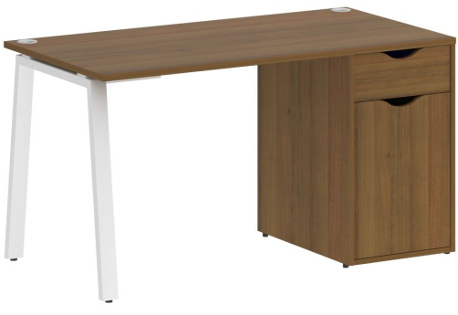 Стол письменный с тумбой, цвет орех + белый