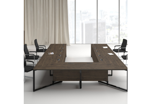 Стол для переговоров Кенвуд Конференц, цвет брауни + черный-глянец