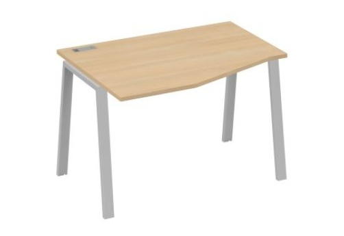 Стол эргономичный левый 120 Мира Трио, цвет натуральный дуб + серый