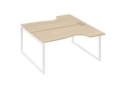 Рабочая станция эргономичная (2х160) Мира Одри, цвет дуб скандинавский + белый