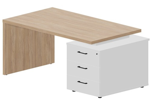 Стол на опорной тумбе (правый) Эльберт, цвет светлый дуб + белый