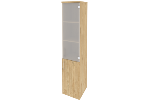 Шкаф высокий узкий правый (3 полки под стеклом), цвет тиквуд светлый