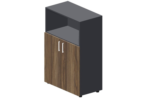 Шкаф средний с открытой полкой Кристо Директ, цвет орех + антрацит