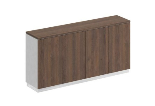 Шкаф для документов закрытый низкий Римини, цвет дуб темный + белый + дуб темный