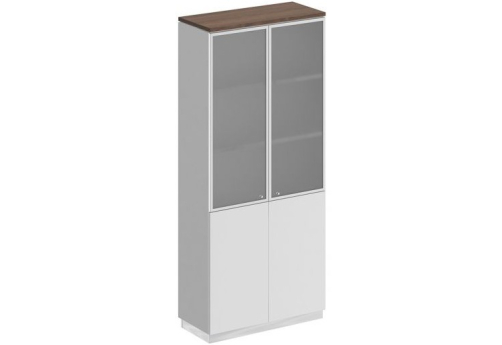 Шкаф для документов со стеклом Римини, цвет дуб темный + белый + белый