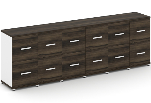 Шкаф шесть узких секций 2 ниши (6 фасадов ЛДСП, 1 ниша + 6 фасадов ЛДСП, 1 ниша) Динен, цвет дуб мали-белый