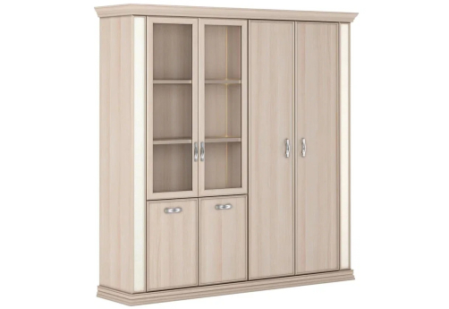 Шкаф комбинированный (2 двери со стеклом) Ровер, цвет дуб