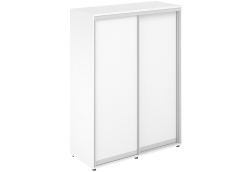 Шкаф-купе высокий с полками и штангой с задней стенкой ХДФ Индиго Вуд, цвет белый