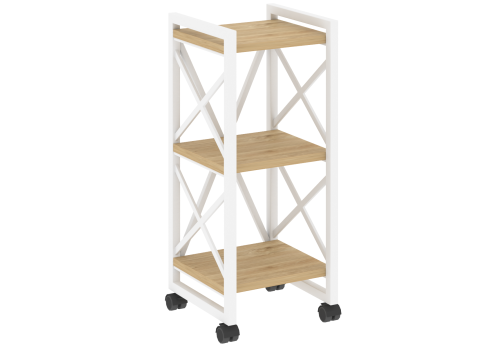 Стеллаж на колесных опорах Европа, цвет тиквуд светлый + белый