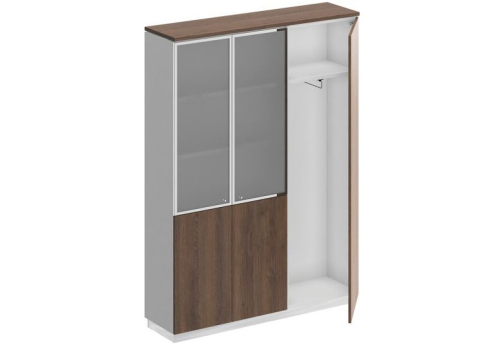 Шкаф комбинированный с гардеробом Римини, цвет дуб темный + белый + дуб темный