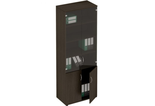Шкаф для документов со стеклом Тарли, цвет венге
