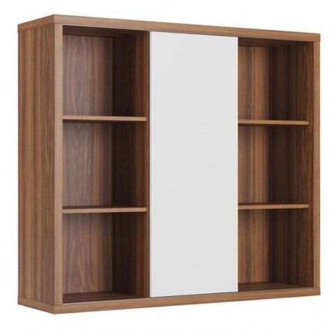 Шкаф средний со слайд-дверью, цвет орех + белый